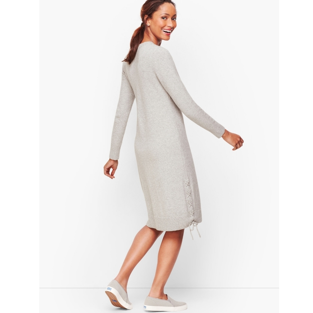 Talbots NWT Essential Knit Sweater Dress Size Medium Petite Color Heather Grey - Picture 2 of 10